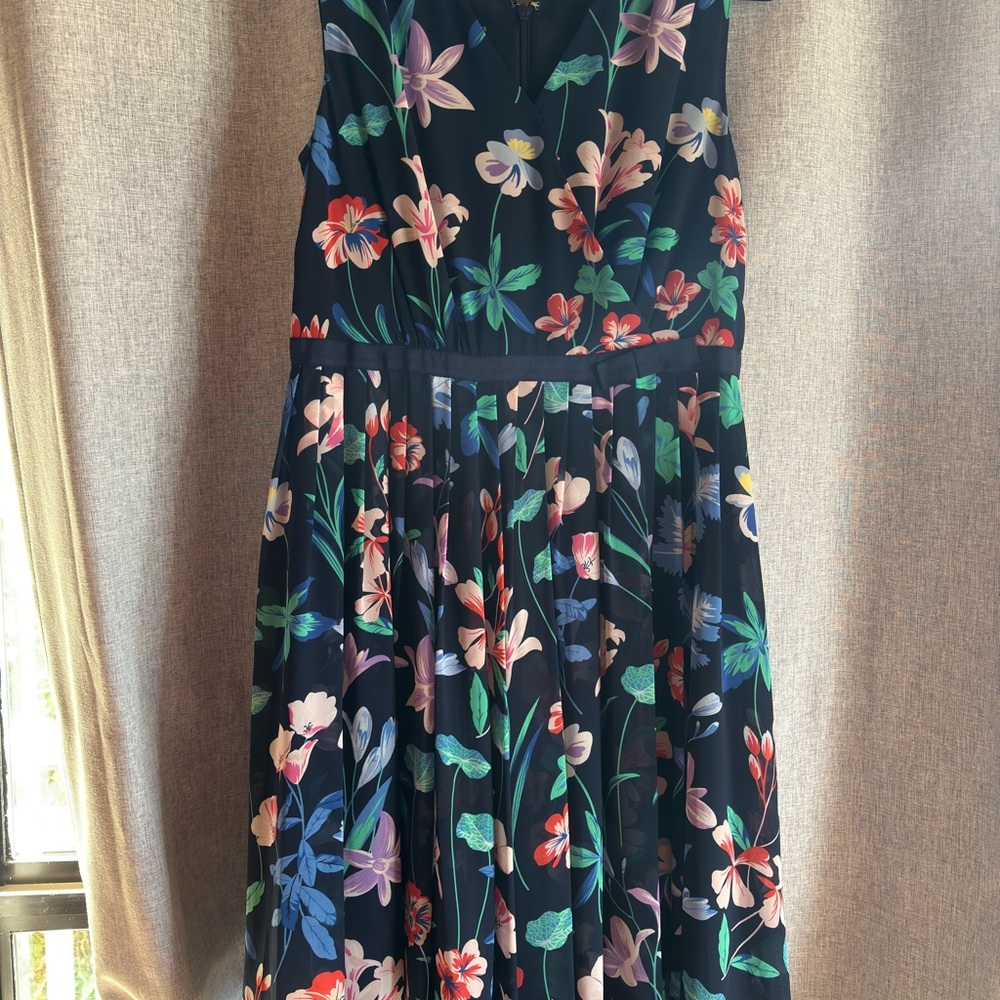 Talbots Floral Midi Dress - Multicolor on Black